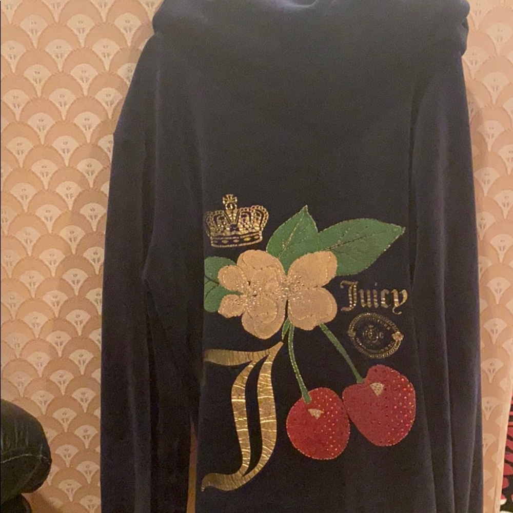 Juicy couture sweater zip up hoodie Sz M Navy